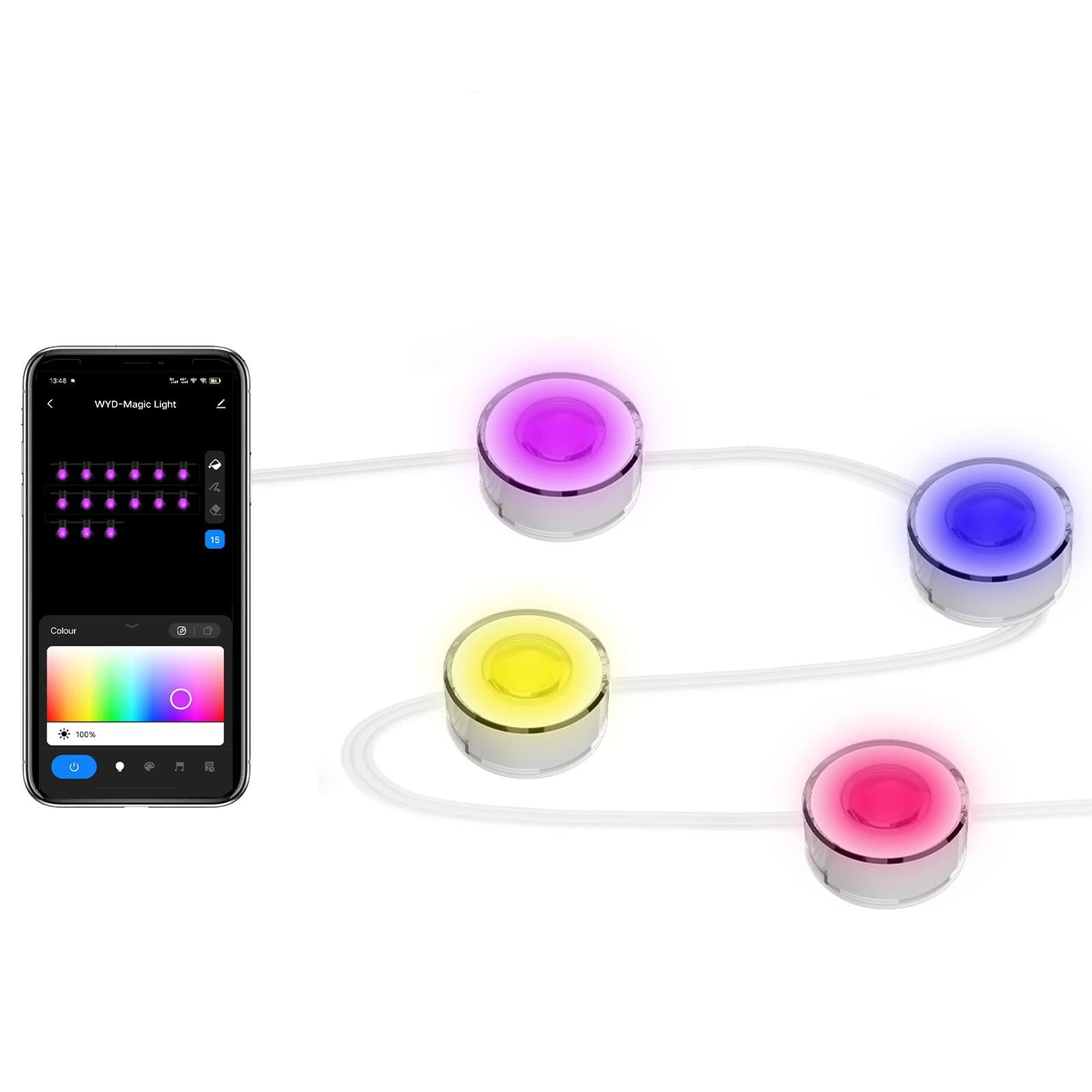 BLITZWILL Smart Outdoor Eaves Light 14.5m LED String Music Sync Works With Alexa & Google Assistant Waterproof for Halloween & Christmas Decorations (image for) BLITZWILL Smart Outdoor Eaves Light 14.5m LED String Music Sync Works With Alexa & Google Assistant Waterproof for Halloween & Christmas Decorations